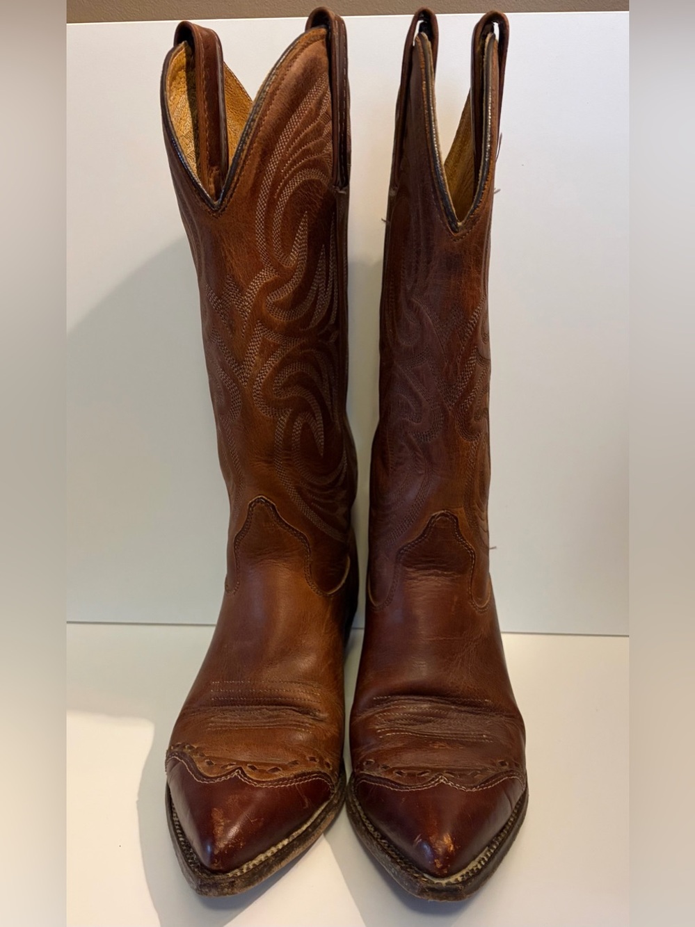Vintage J.Chisholm Boots Brown Women's Tall Western Heeled Boots